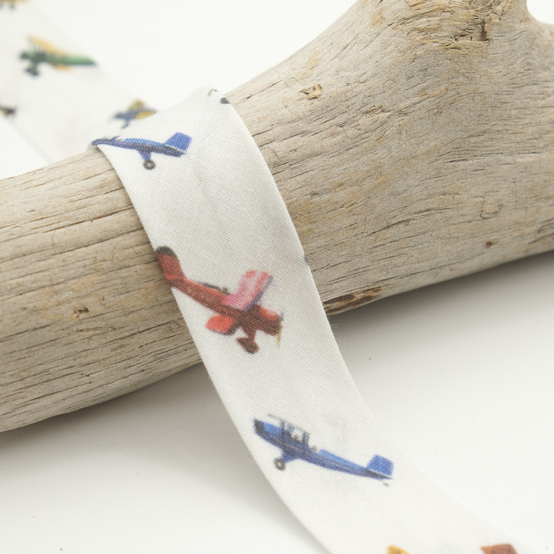 25MM Printed Bias Tape - Airplane - Maison Klem